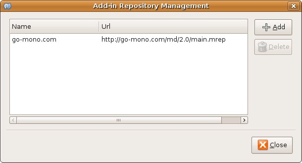 Add-in Repository Management of MonoDevelop